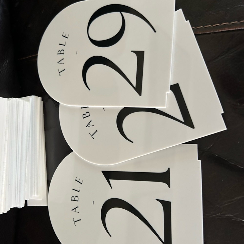 White Table Number Signs - Picture 3 of 7